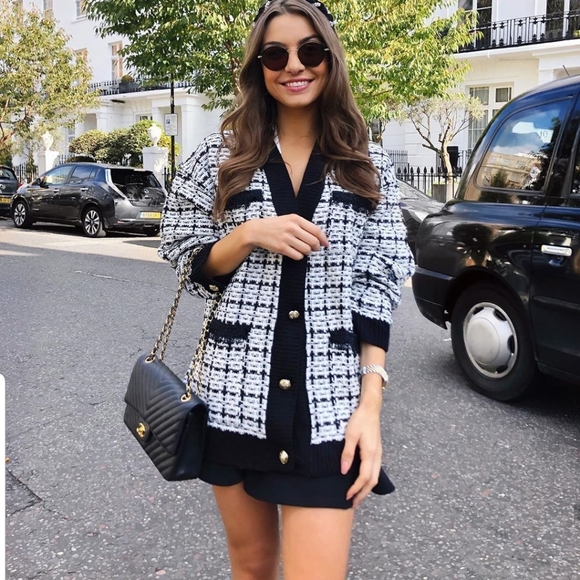 cardigan oversize tweed zara